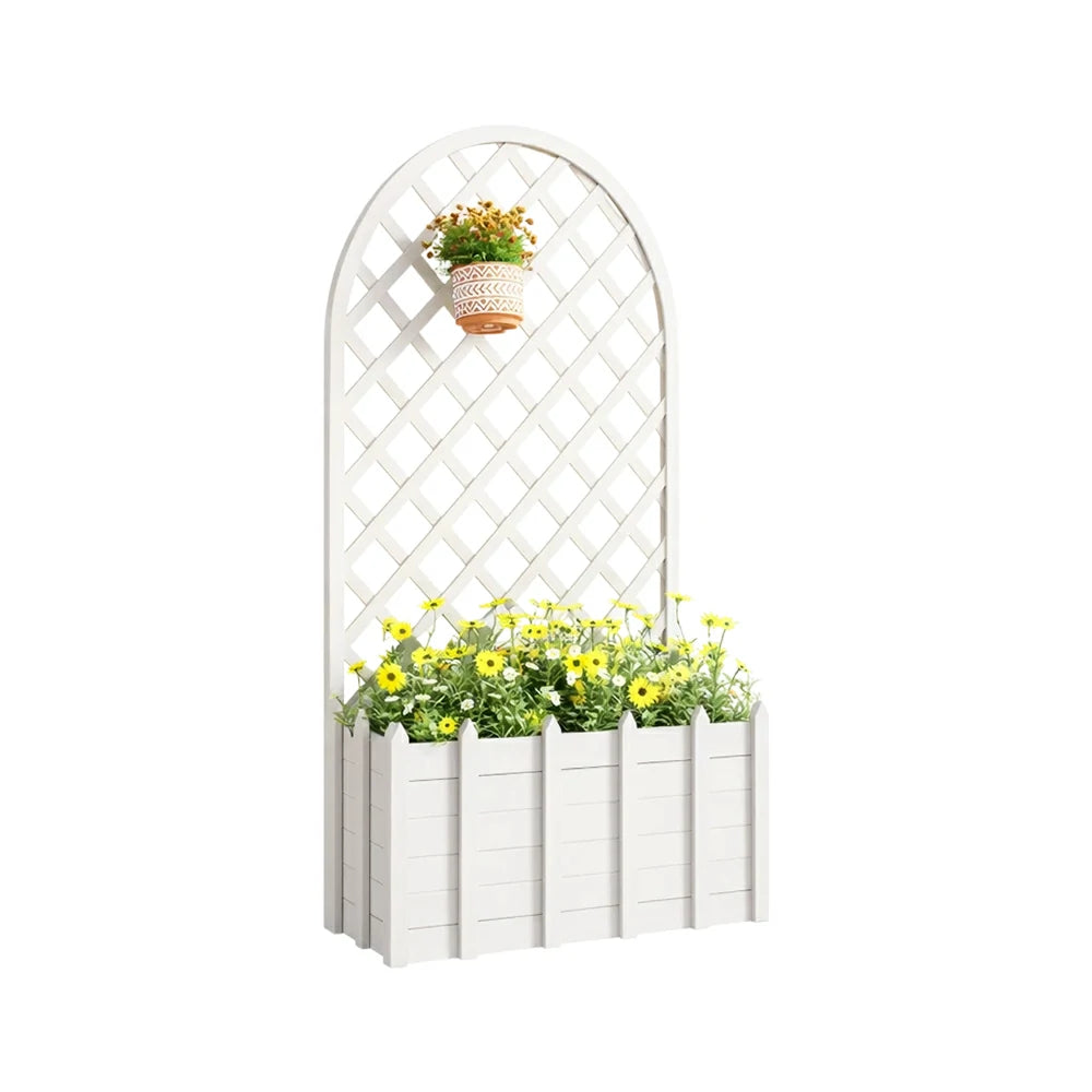 SOLARA 120/150cm Garden Arch Trellis - Weather-Resistant Waterproof Timber - Classic Arched Outdoor Climbing Plant Frame - White