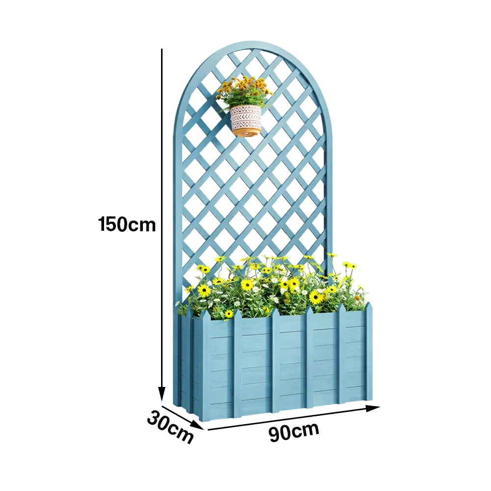 SOLARA 120/150cm Garden Arch Trellis - Weather-Resistant Waterproof Timber - Classic Arched Outdoor Climbing Plant Frame - Blue