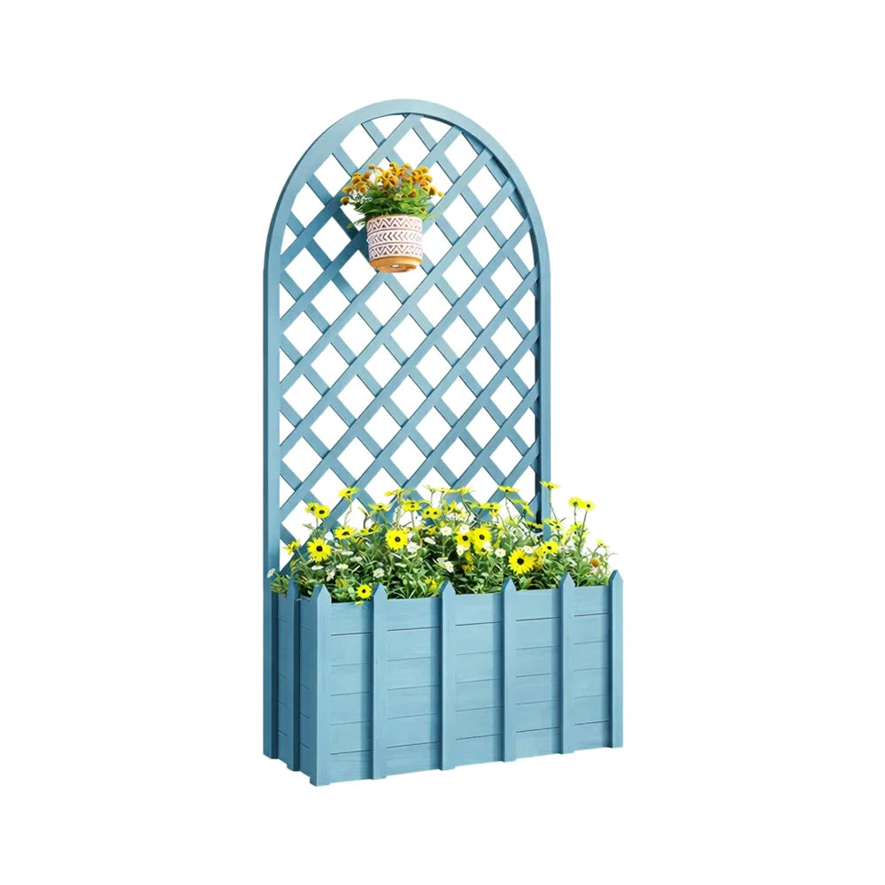 SOLARA 120/150cm Garden Arch Trellis - Weather-Resistant Waterproof Timber - Classic Arched Outdoor Climbing Plant Frame - Blue