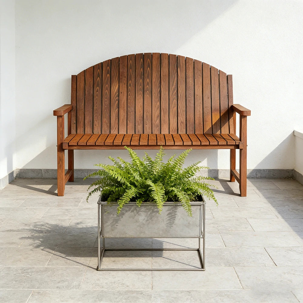 SOLARA 120/150cm Outdoor Garden Bench - Weather-Resistant Waterproof Fir Timber - Ergonomic Curved Back Heavy-Duty Design - Brown