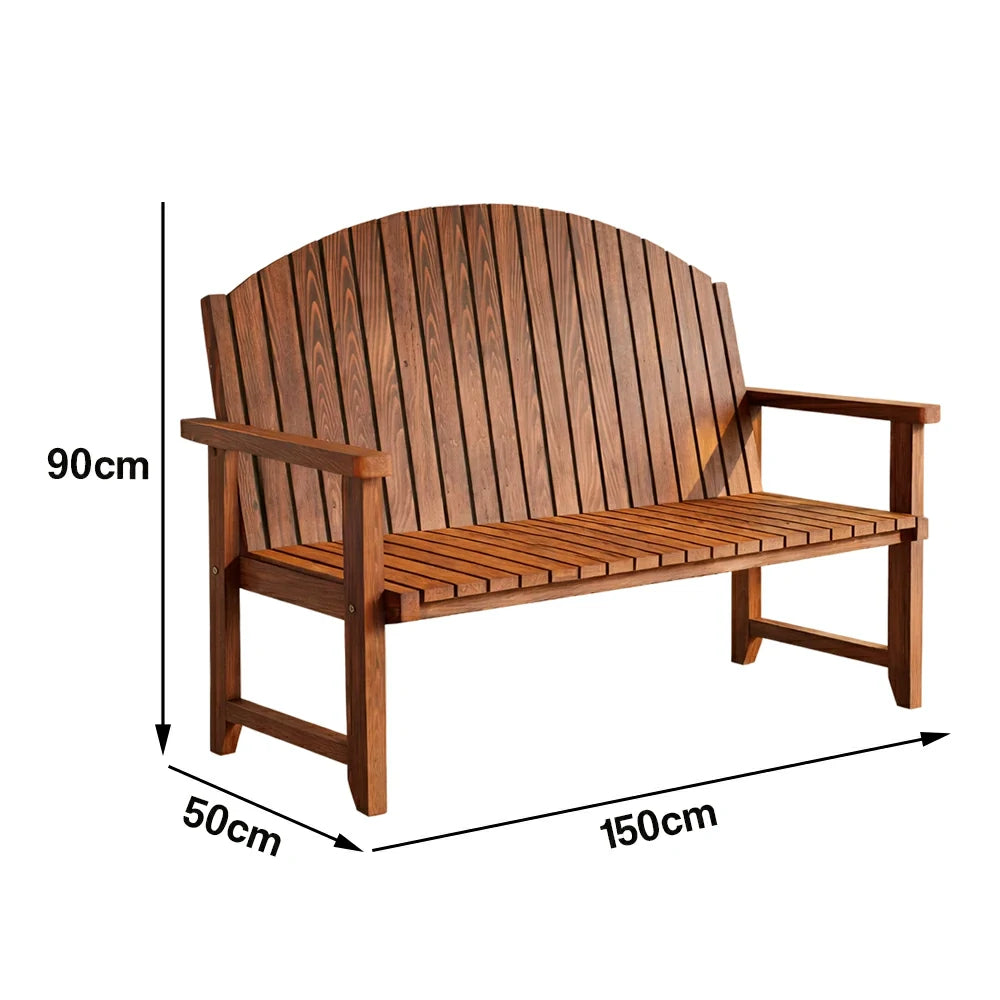 SOLARA 120/150cm Outdoor Garden Bench - Weather-Resistant Waterproof Fir Timber - Ergonomic Curved Back Heavy-Duty Design - Brown