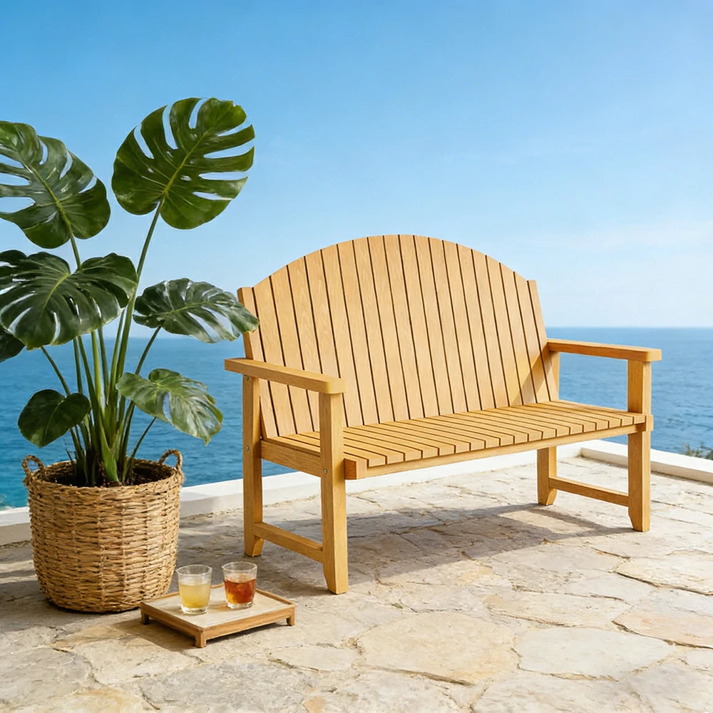 SOLARA 120/150cm Outdoor Garden Bench - Weather-Resistant Waterproof Fir Timber - Ergonomic Curved Back Heavy-Duty Design - Yellow