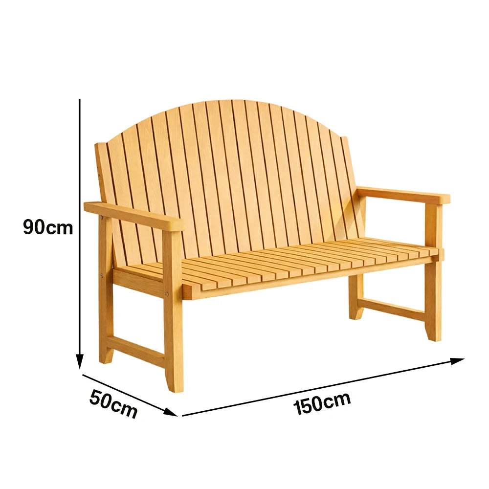 SOLARA 120/150cm Outdoor Garden Bench - Weather-Resistant Waterproof Fir Timber - Ergonomic Curved Back Heavy-Duty Design - Yellow