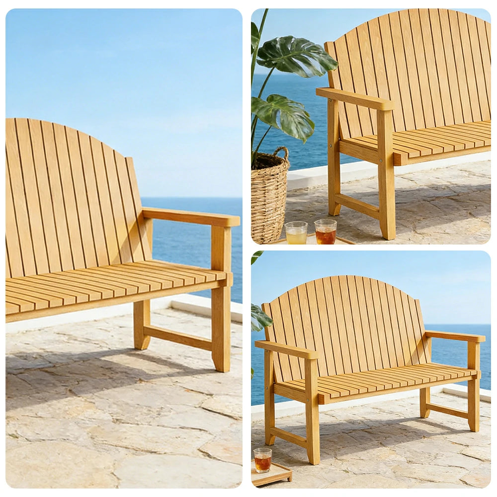 SOLARA 120/150cm Outdoor Garden Bench - Weather-Resistant Waterproof Fir Timber - Ergonomic Curved Back Heavy-Duty Design - Yellow