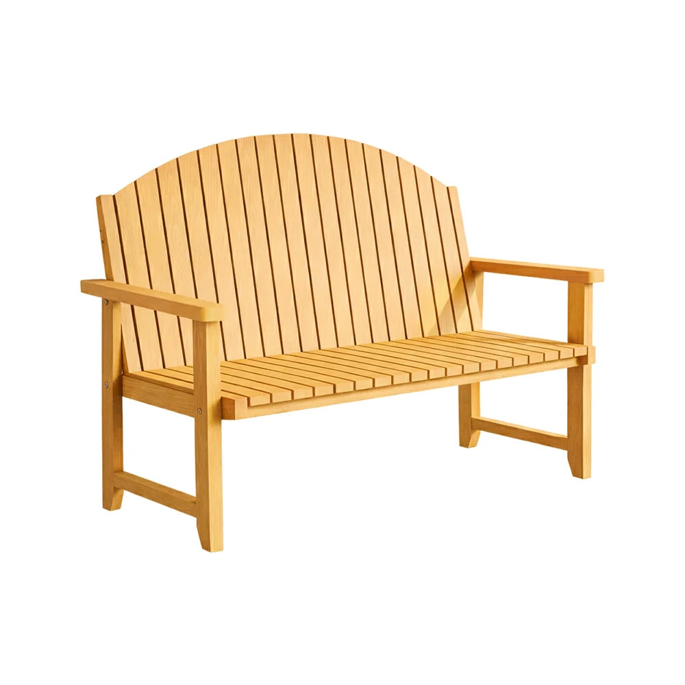 SOLARA 120/150cm Outdoor Garden Bench - Weather-Resistant Waterproof Fir Timber - Ergonomic Curved Back Heavy-Duty Design - Yellow