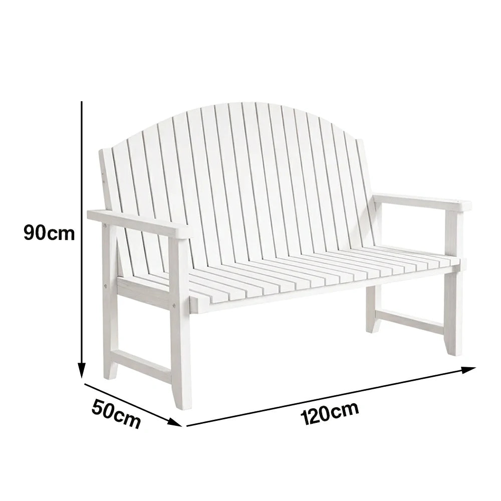 SOLARA 120/150cm Outdoor Garden Bench - Weather-Resistant Waterproof Fir Timber - Ergonomic Curved Back Heavy-Duty Design - White