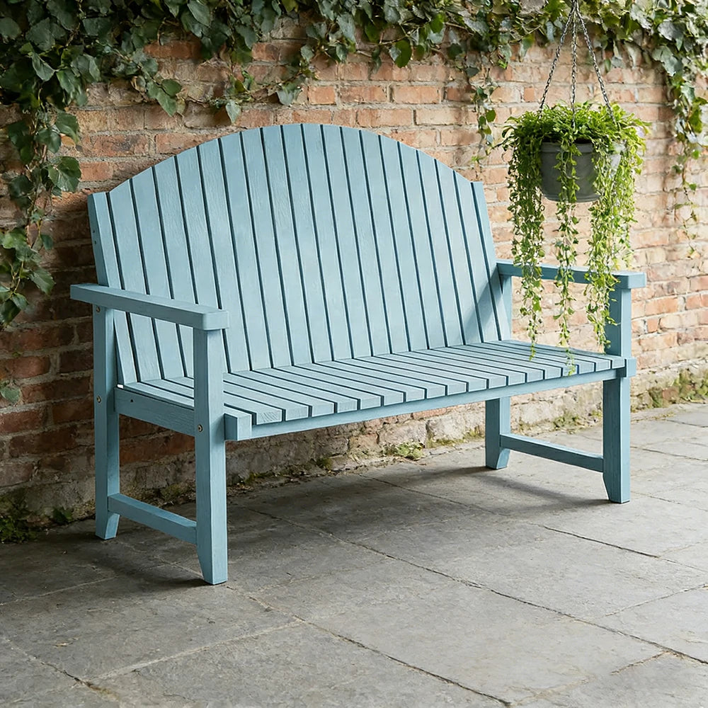 SOLARA 120/150cm Outdoor Garden Bench - Weather-Resistant Waterproof Fir Timber - Ergonomic Curved Back Heavy-Duty Design - Blue