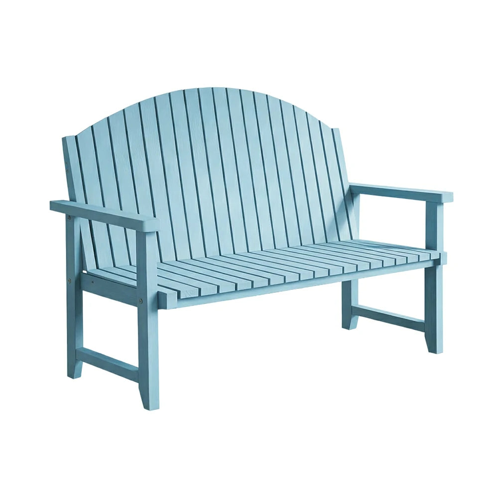 SOLARA 120/150cm Outdoor Garden Bench - Weather-Resistant Waterproof Fir Timber - Ergonomic Curved Back Heavy-Duty Design - Blue