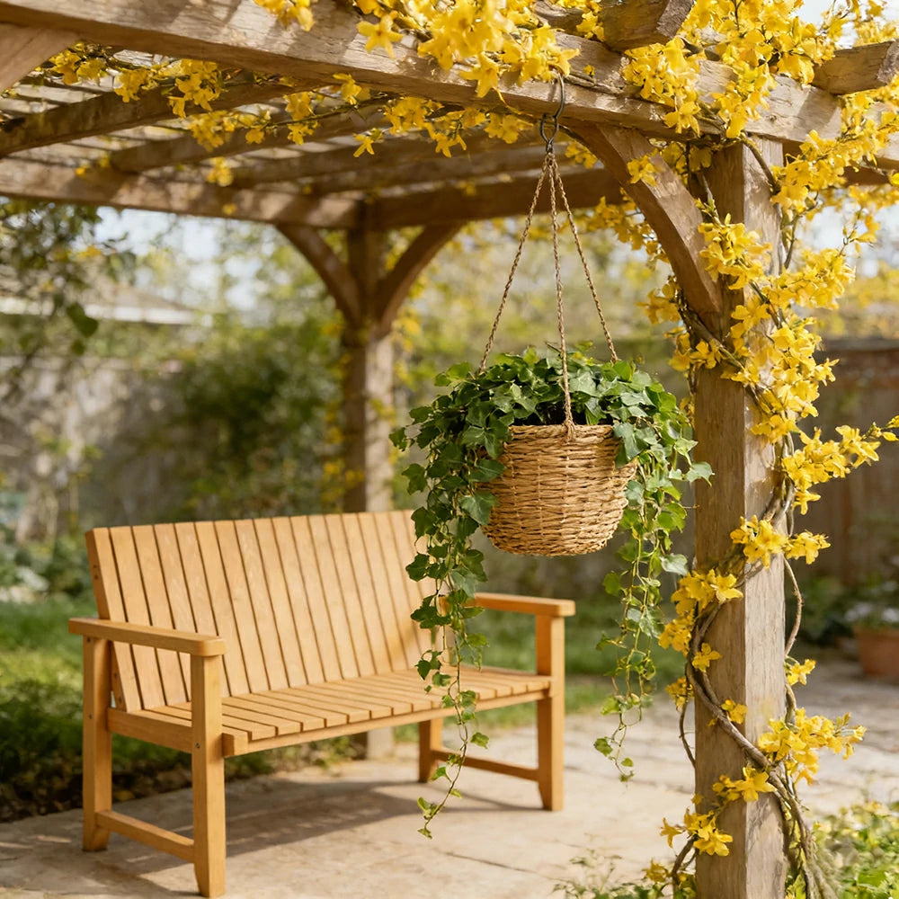 SOLARA 120/150cm Timber Outdoor Bench Seat - Anti-Rot Waterproof Protection - Solid Fir Wood with Reinforced Frame Support - Yellow