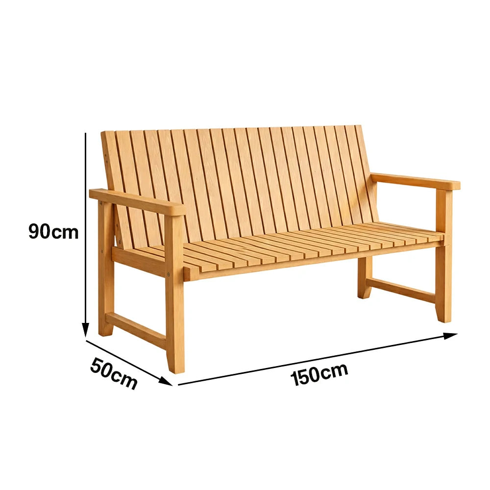SOLARA 120/150cm Timber Outdoor Bench Seat - Anti-Rot Waterproof Protection - Solid Fir Wood with Reinforced Frame Support - Yellow