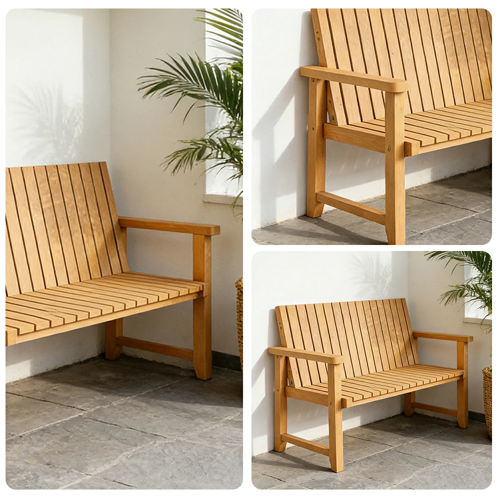 SOLARA 120/150cm Timber Outdoor Bench Seat - Anti-Rot Waterproof Protection - Solid Fir Wood with Reinforced Frame Support - Yellow