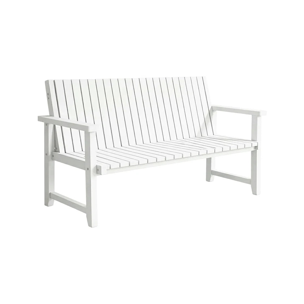 SOLARA 120/150cm Timber Outdoor Bench Seat - Anti-Rot Waterproof Protection - Solid Fir Wood with Reinforced Frame Support - White