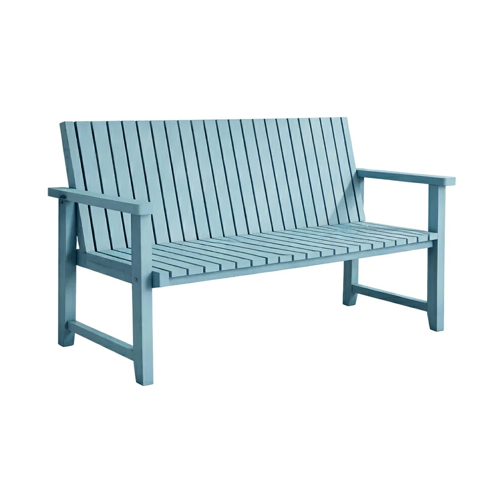 SOLARA 120/150cm Timber Outdoor Bench Seat - Anti-Rot Waterproof Protection - Solid Fir Wood with Reinforced Frame Support - Blue