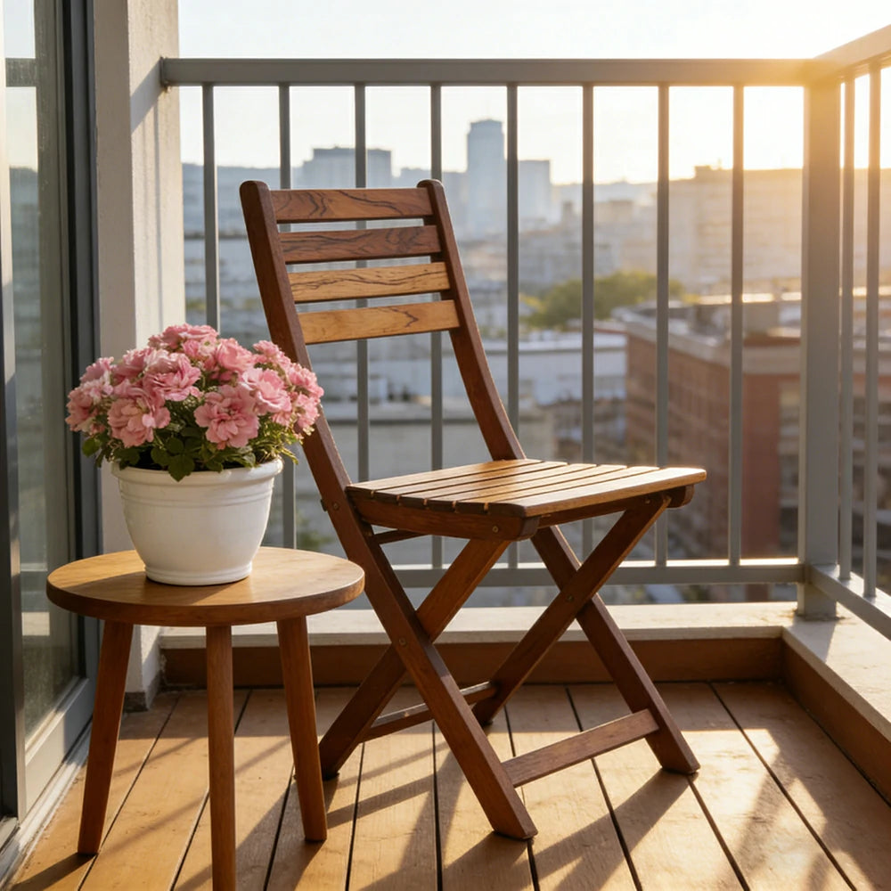 SOLARA Folding Outdoor Chair - Waterproof Anti-Rot Solid Timber - Portable Heavy-Duty Space-Saving Design - Brown