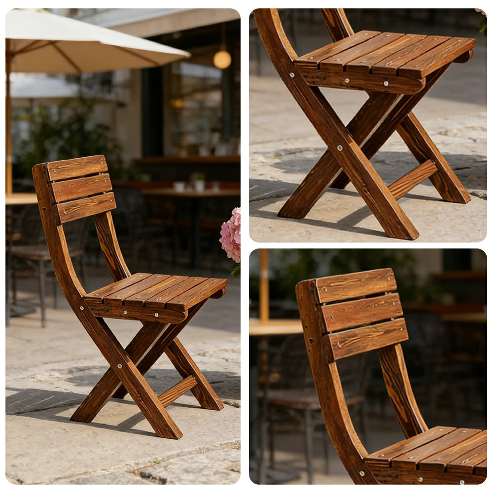 SOLARA Folding Outdoor Chair - Waterproof Anti-Rot Solid Timber - Portable Heavy-Duty Space-Saving Design - Brown