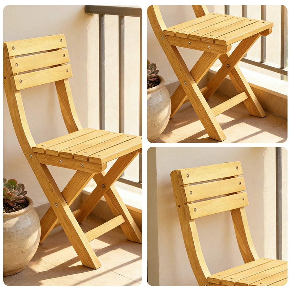 SOLARA Folding Outdoor Chair - Waterproof Anti-Rot Solid Timber - Portable Heavy-Duty Space-Saving Design - Yellow