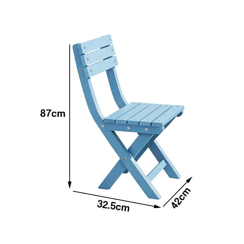 SOLARA Folding Outdoor Chair - Waterproof Anti-Rot Solid Timber - Portable Heavy-Duty Space-Saving Design - Blue