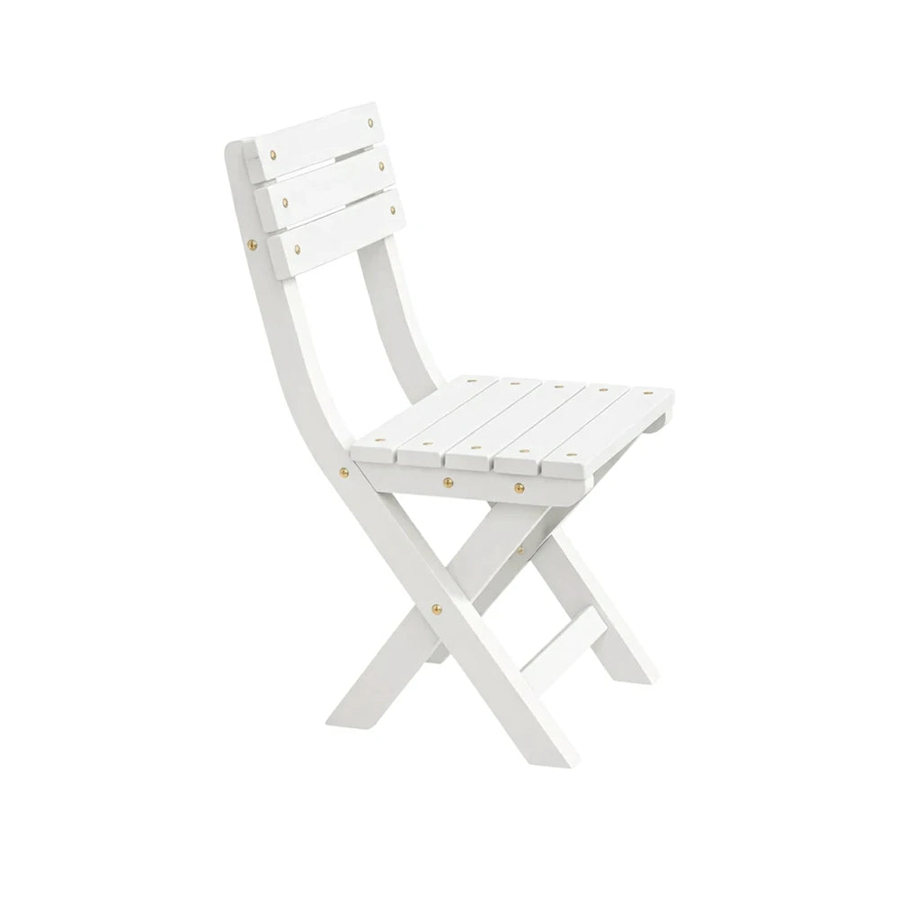 SOLARA Folding Outdoor Chair - Waterproof Anti-Rot Solid Timber - Portable Heavy-Duty Space-Saving Design - White