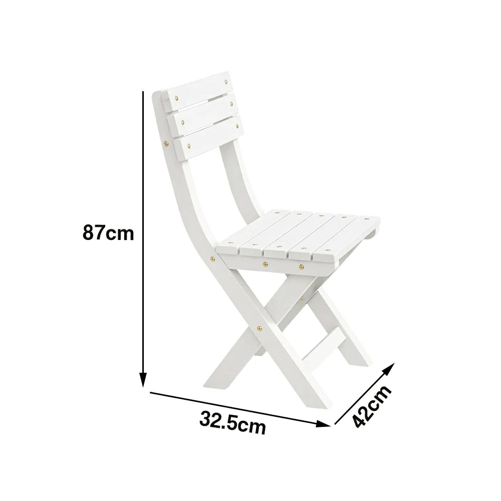 SOLARA Folding Outdoor Chair - Waterproof Anti-Rot Solid Timber - Portable Heavy-Duty Space-Saving Design - White
