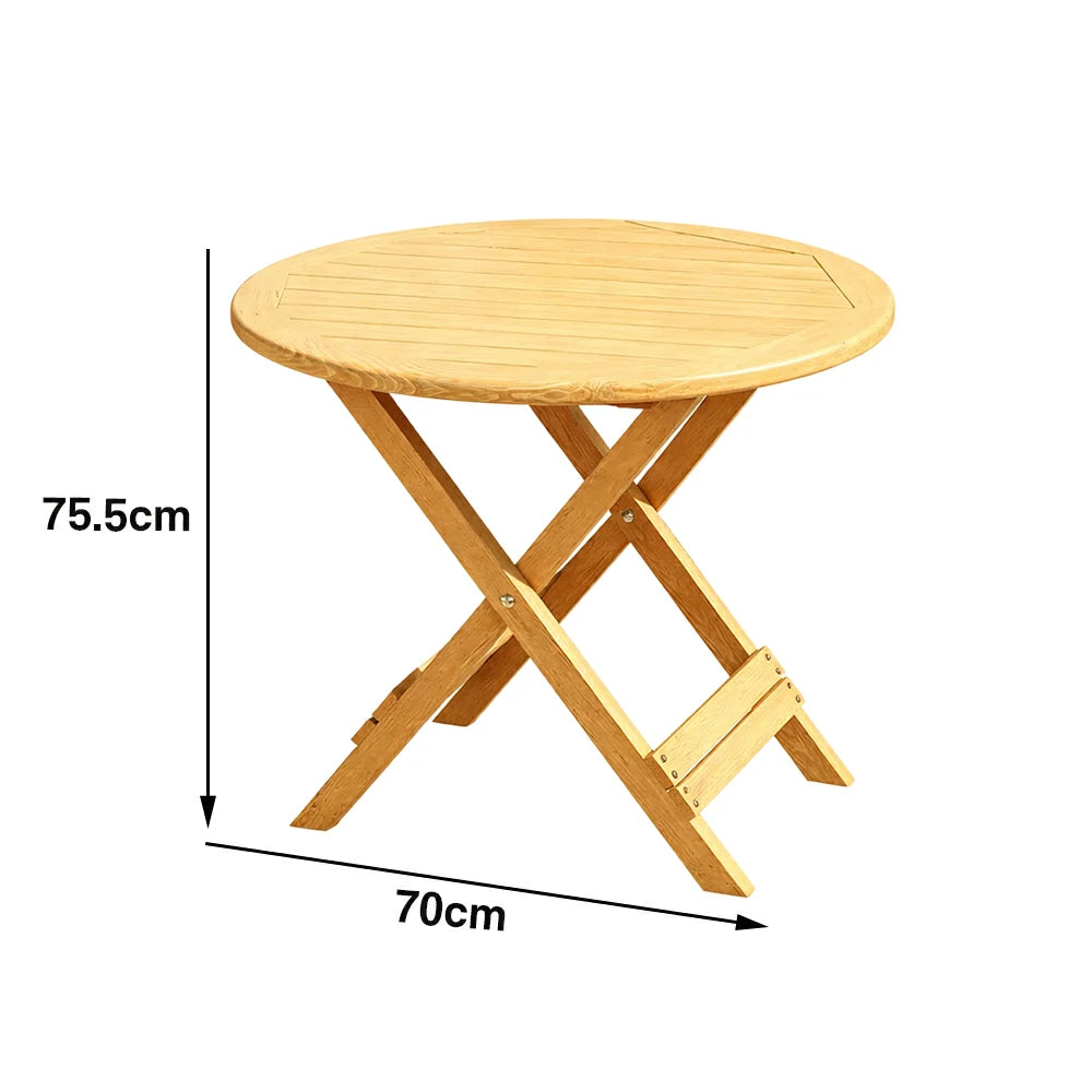 SOLARA Folding Round Table - Waterproof Anti-Rot Solid Timber - Heavy-Duty Portable Space-Saving Design - Yellow