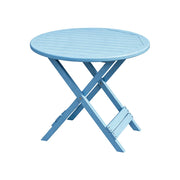 SOLARA Folding Round Table - Waterproof Anti-Rot Solid Timber - Heavy-Duty Portable Space-Saving Design - Blue