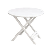 SOLARA Folding Round Table - Waterproof Anti-Rot Solid Timber - Heavy-Duty Portable Space-Saving Design - White