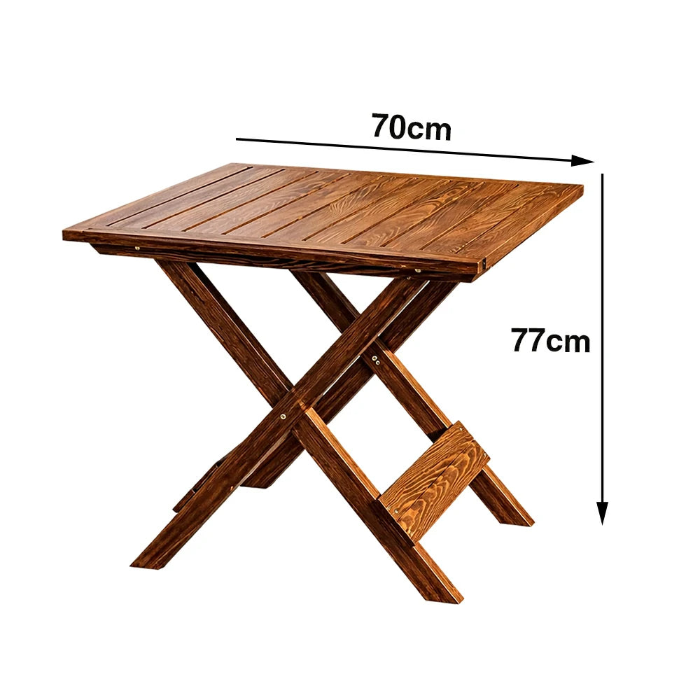 SOLARA Folding Square Table - Waterproof Anti-Rot Solid Timber - Heavy-Duty Portable Space-Saving Design - Brown
