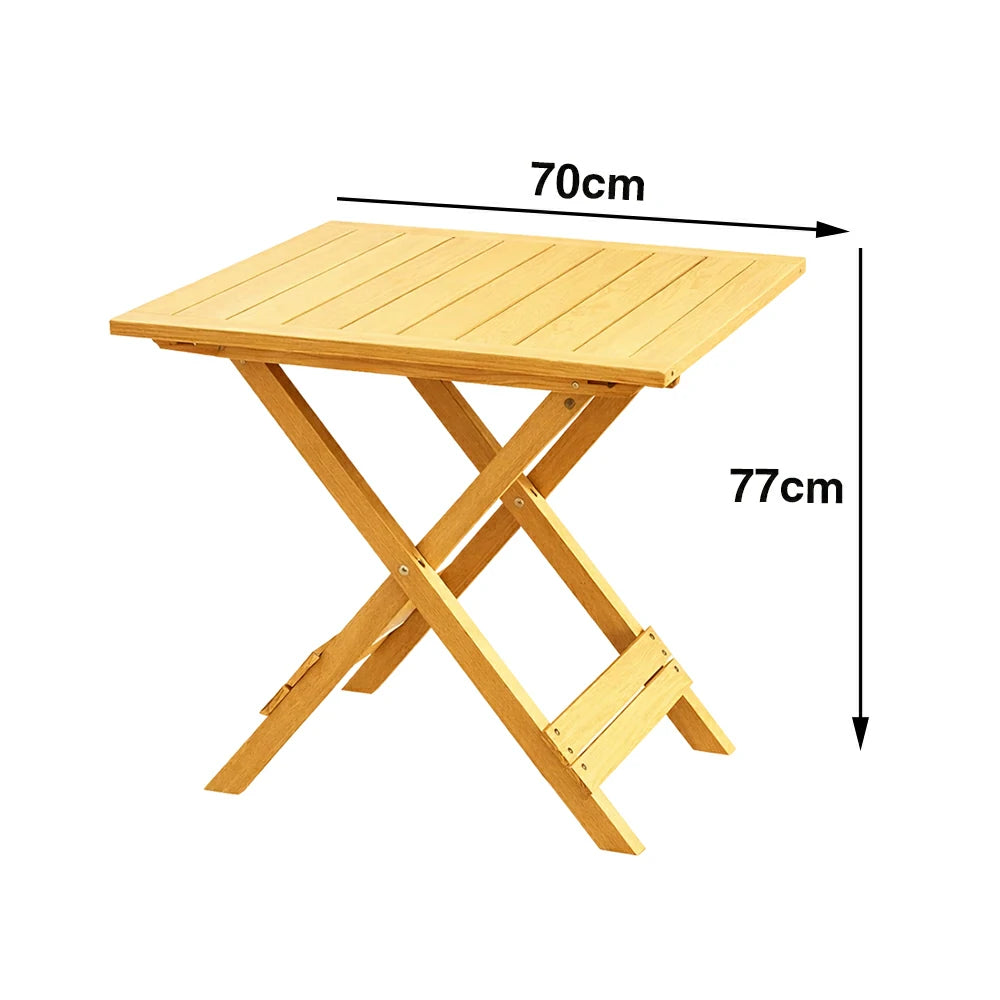 SOLARA Folding Square Table - Waterproof Anti-Rot Solid Timber - Heavy-Duty Portable Space-Saving Design - Yellow
