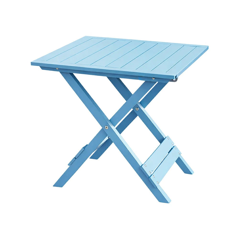 SOLARA Folding Square Table - Waterproof Anti-Rot Solid Timber - Heavy-Duty Portable Space-Saving Design - Blue
