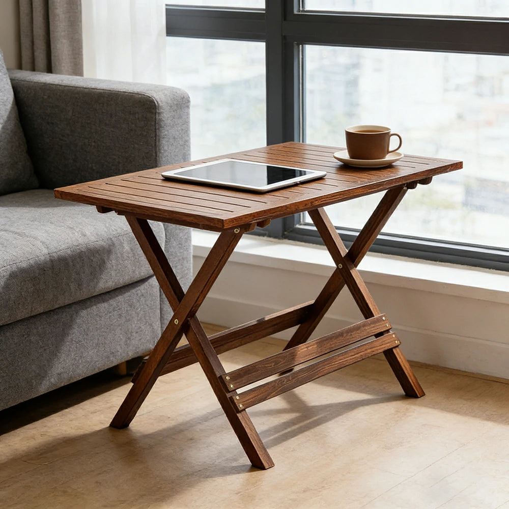 SOLARA Folding Long Table - Waterproof Anti-Rot Solid Timber - Heavy-Duty Portable Space-Saving Design - Brown