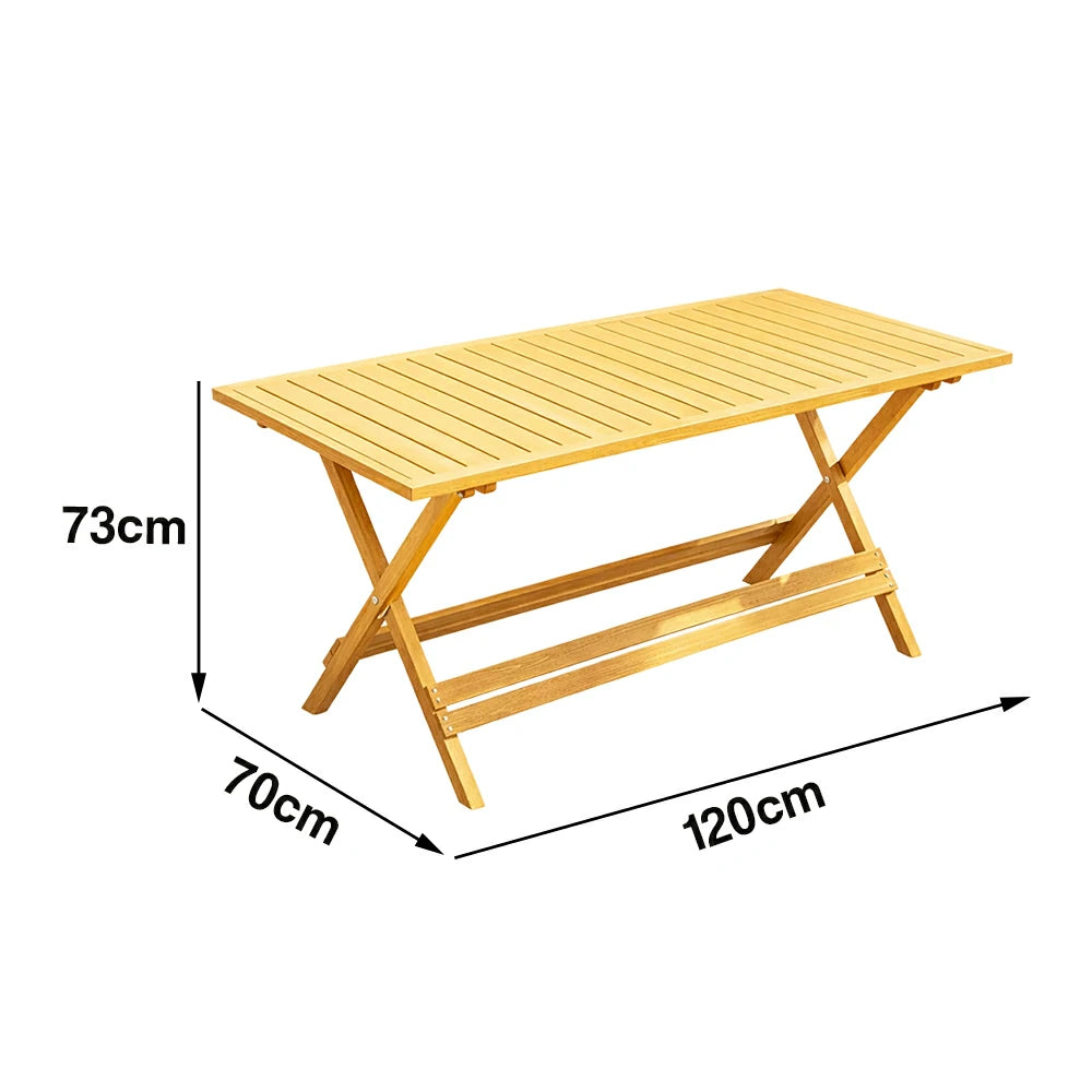 SOLARA Folding Long Table - Waterproof Anti-Rot Solid Timber - Heavy-Duty Portable Space-Saving Design - Yellow
