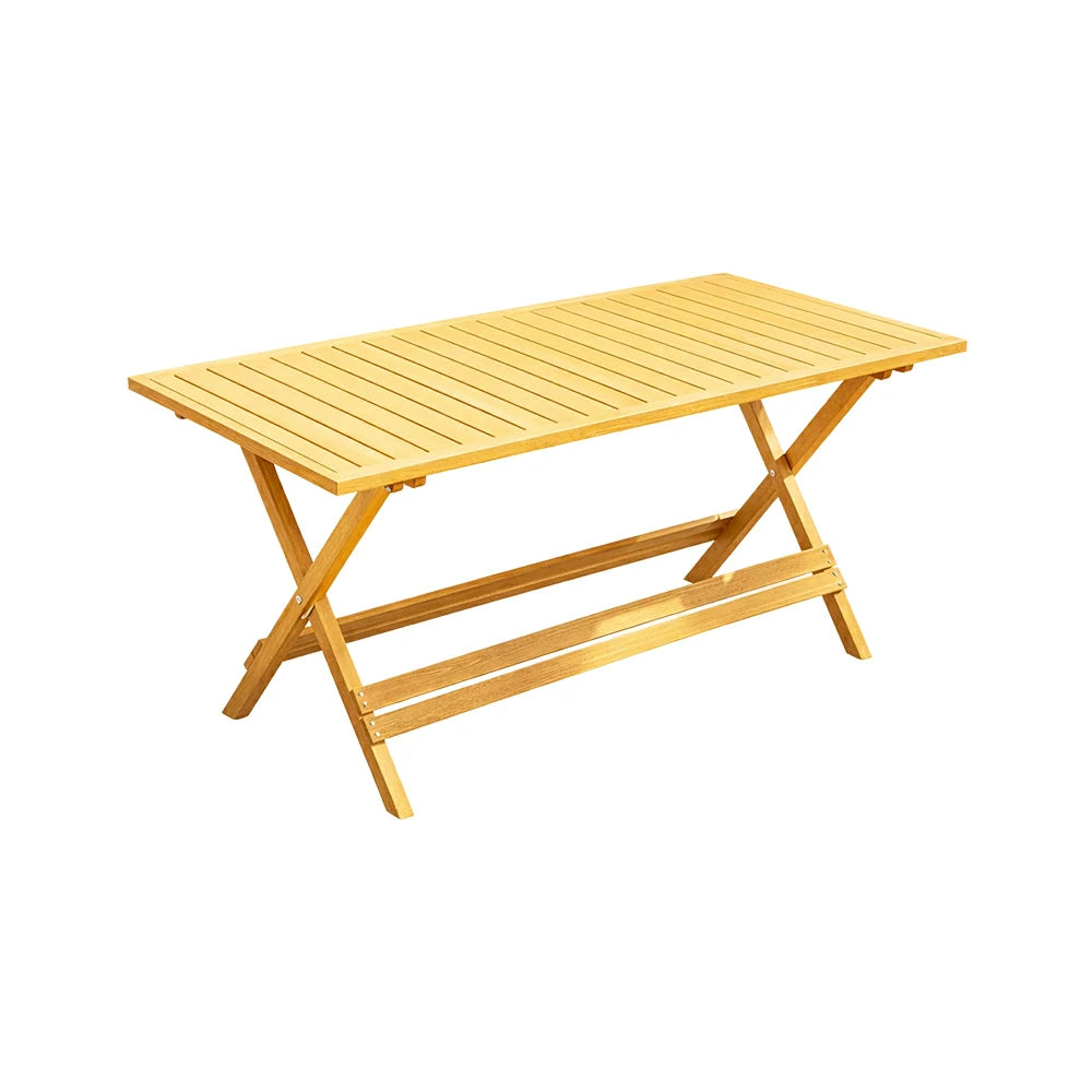 SOLARA Folding Long Table - Waterproof Anti-Rot Solid Timber - Heavy-Duty Portable Space-Saving Design - Yellow