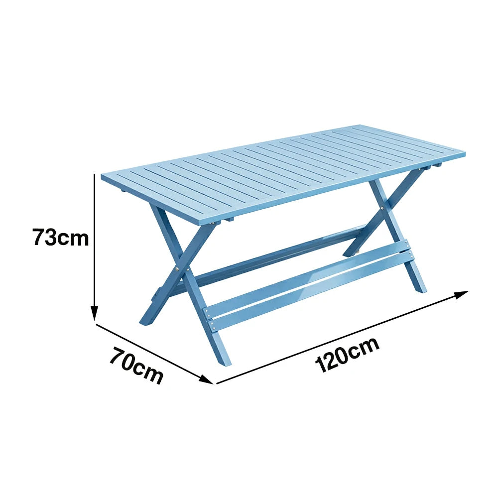 SOLARA Folding Long Table - Waterproof Anti-Rot Solid Timber - Heavy-Duty Portable Space-Saving Design - Blue