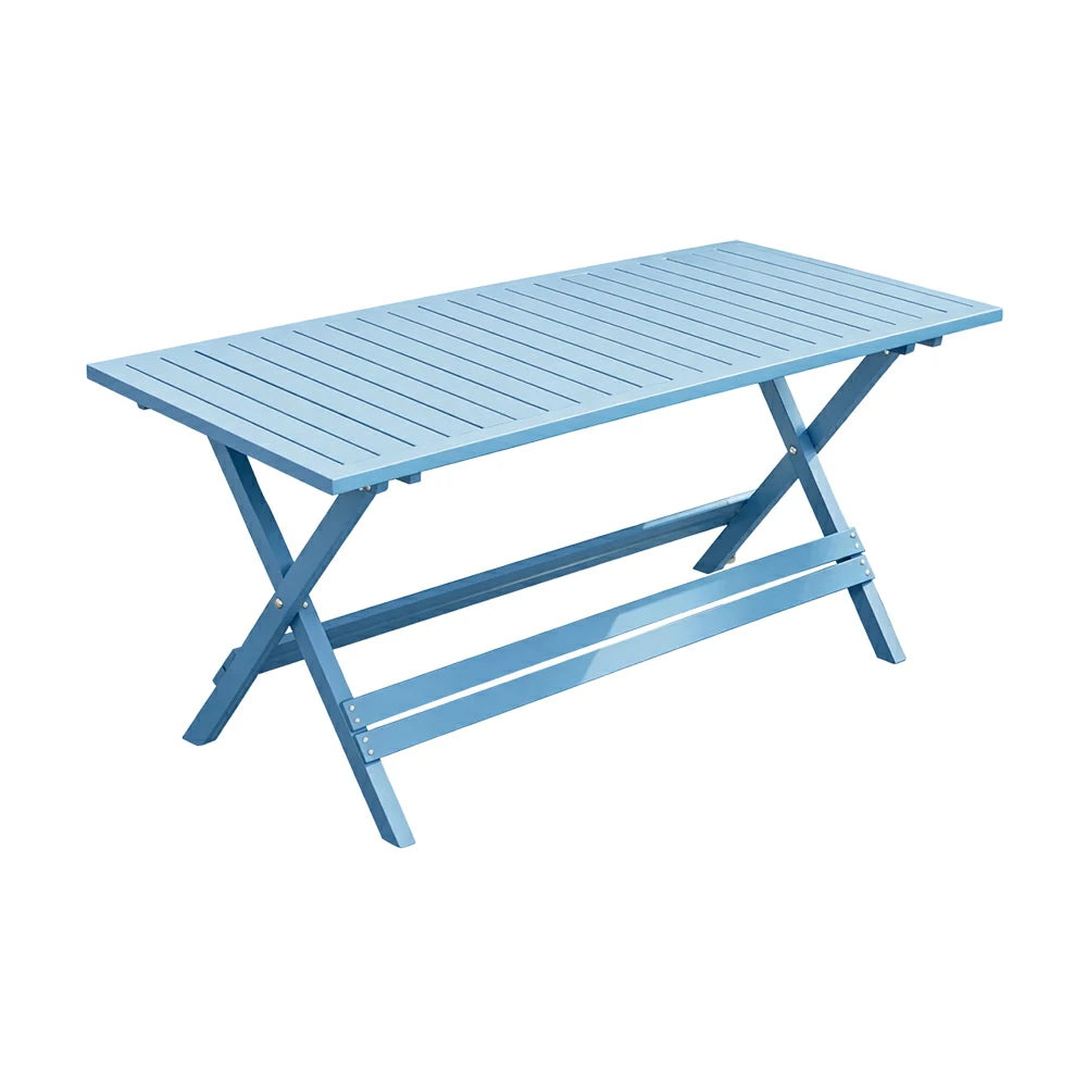 SOLARA Folding Long Table - Waterproof Anti-Rot Solid Timber - Heavy-Duty Portable Space-Saving Design - Blue