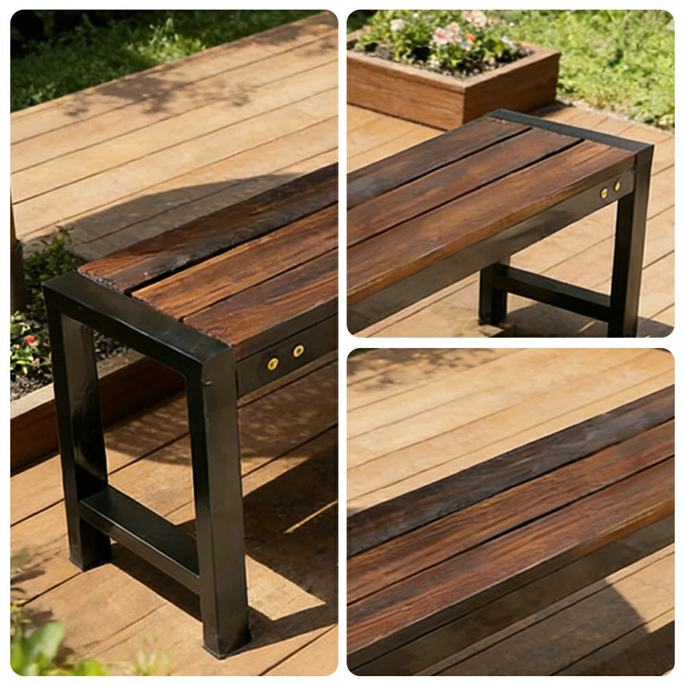 SOLARA 120/150cm Outdoor Bench Seat - Heavy-Duty Cast Aluminium Frame, Solid Timber Slats, Weather-Resistant & Ground-Fixable Design - Walnut