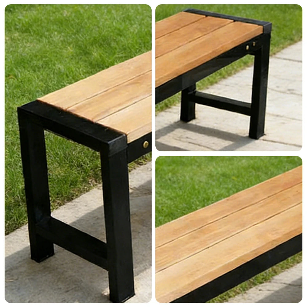 SOLARA 120/150cm Outdoor Bench Seat - Heavy-Duty Cast Aluminium Frame, Solid Timber Slats, Weather-Resistant & Ground-Fixable Design - Wood