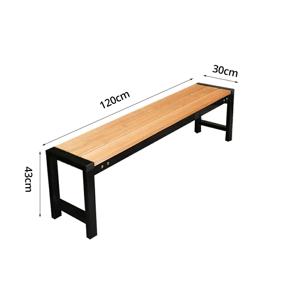 SOLARA 120/150cm Outdoor Bench Seat - Heavy-Duty Cast Aluminium Frame, Solid Timber Slats, Weather-Resistant & Ground-Fixable Design - Wood