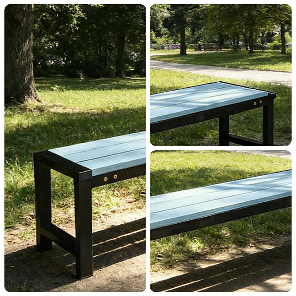 SOLARA 120/150cm Outdoor Bench Seat - Heavy-Duty Cast Aluminium Frame, Solid Timber Slats, Weather-Resistant & Ground-Fixable Design - Blue