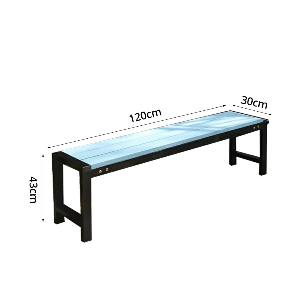 SOLARA 120/150cm Outdoor Bench Seat - Heavy-Duty Cast Aluminium Frame, Solid Timber Slats, Weather-Resistant & Ground-Fixable Design - Blue