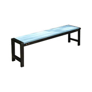 SOLARA 120/150cm Outdoor Bench Seat - Heavy-Duty Cast Aluminium Frame, Solid Timber Slats, Weather-Resistant & Ground-Fixable Design - Blue