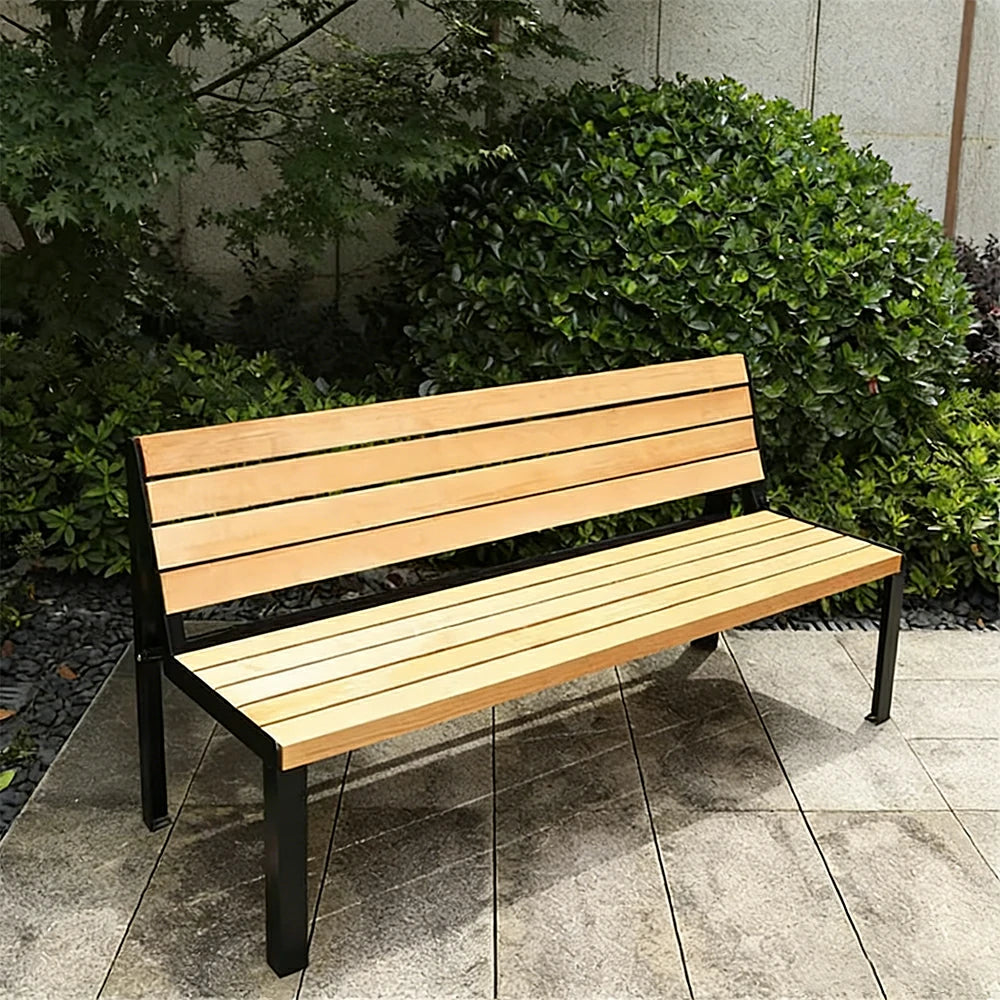 SOLARA 120/150cm Outdoor Bench Seat with Backrest - Heavy-Duty Cast Aluminium Frame, Solid Timber Slats, Weather-Resistant & Ground-Fixable - Wood