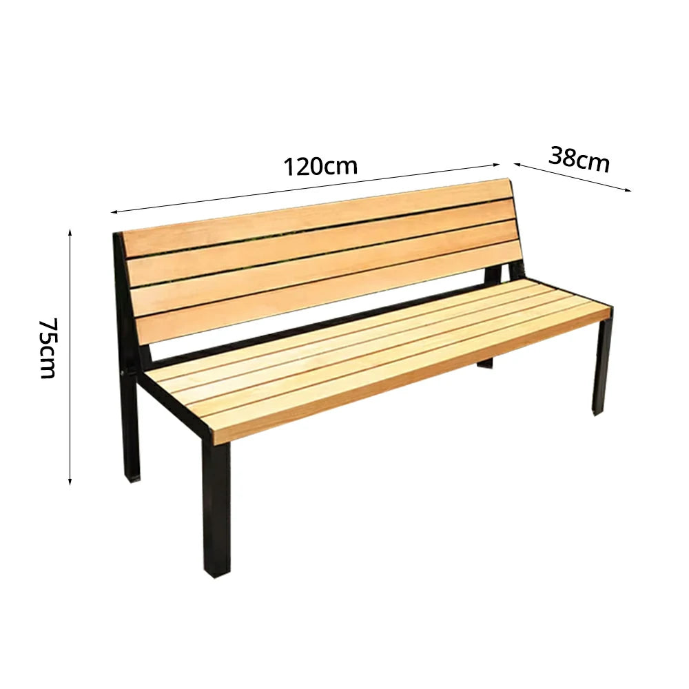 SOLARA 120/150cm Outdoor Bench Seat with Backrest - Heavy-Duty Cast Aluminium Frame, Solid Timber Slats, Weather-Resistant & Ground-Fixable - Wood