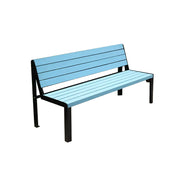 SOLARA 120/150cm Outdoor Bench Seat with Backrest - Heavy-Duty Cast Aluminium Frame, Solid Timber Slats, Weather-Resistant & Ground-Fixable - Blue
