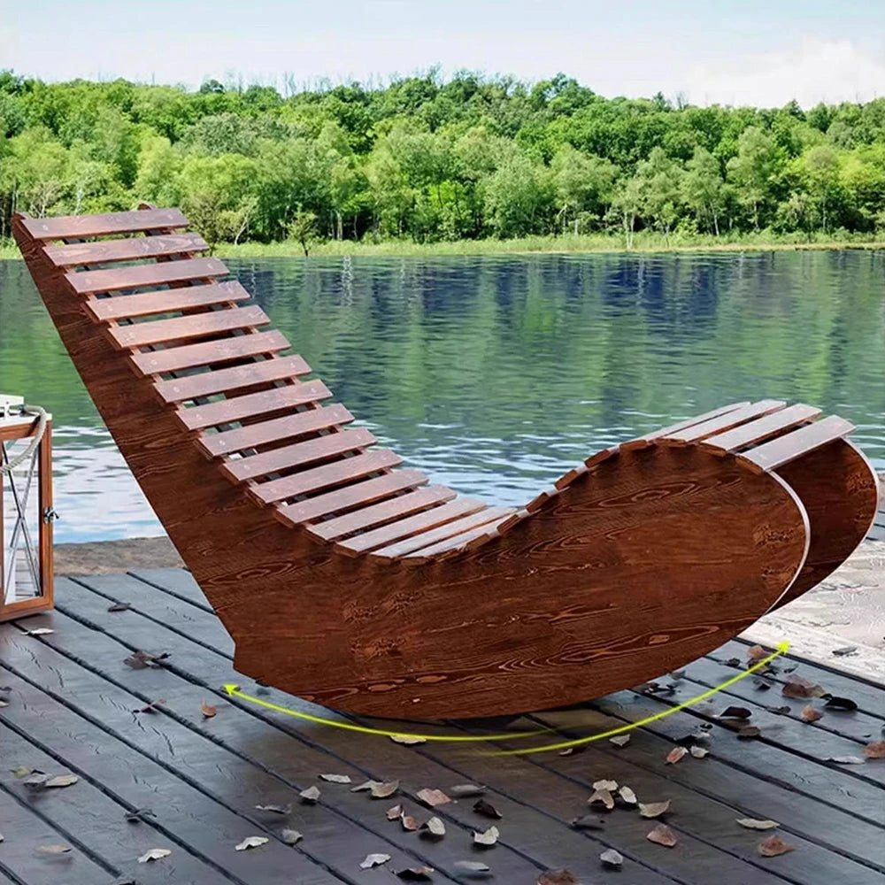 SOLARA Outdoor Rocking Chair - Smooth Curved Rocking Design, Solid Timber Construction, Weather-Resistant & Reinforced Frame - Brown