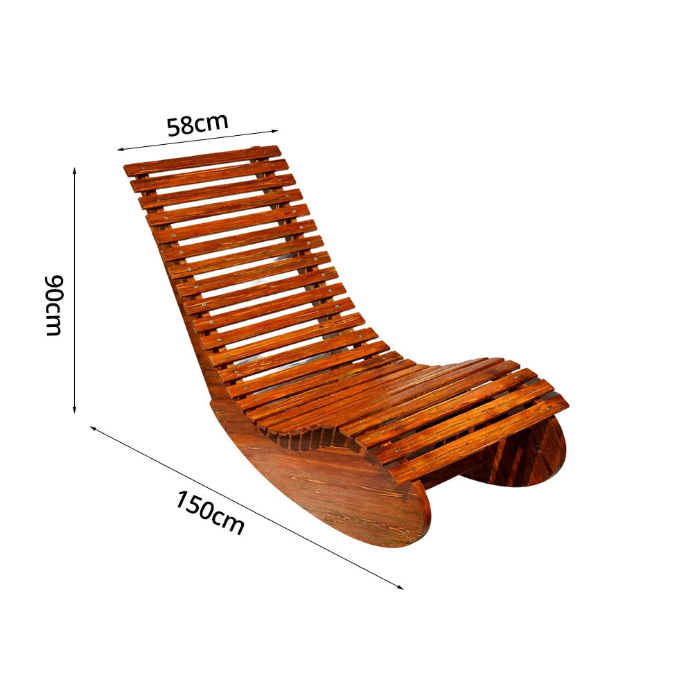 SOLARA Outdoor Rocking Chair - Smooth Curved Rocking Design, Solid Timber Construction, Weather-Resistant & Reinforced Frame - Brown