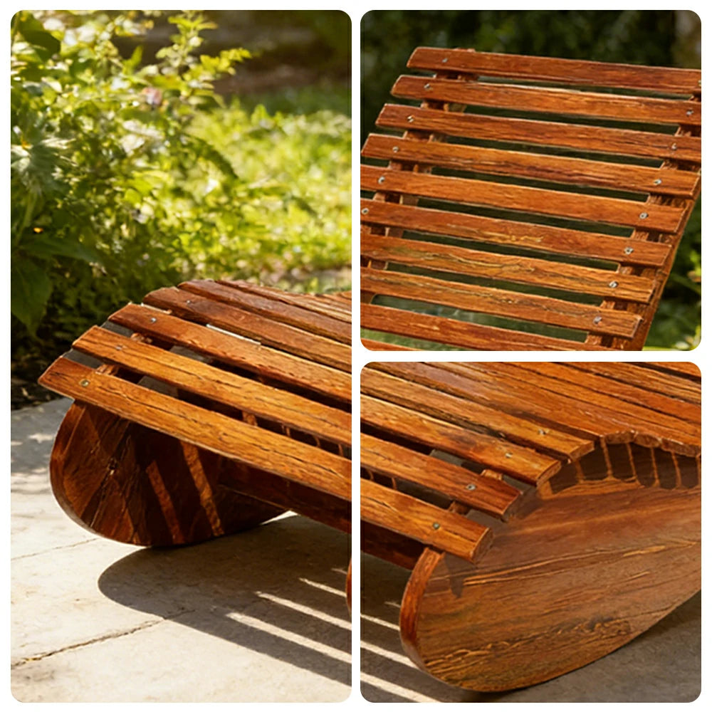 SOLARA Outdoor Rocking Chair - Smooth Curved Rocking Design, Solid Timber Construction, Weather-Resistant & Reinforced Frame - Brown