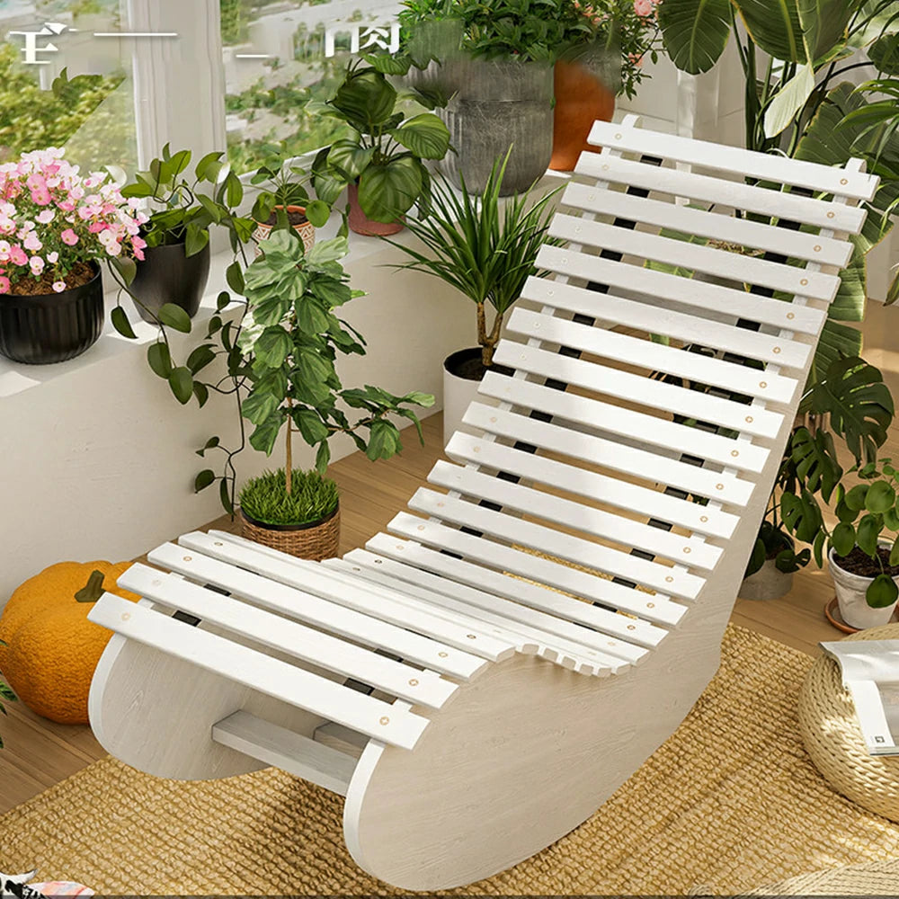 SOLARA Outdoor Rocking Chair - Smooth Curved Rocking Design, Solid Timber Construction, Weather-Resistant & Reinforced Frame - White