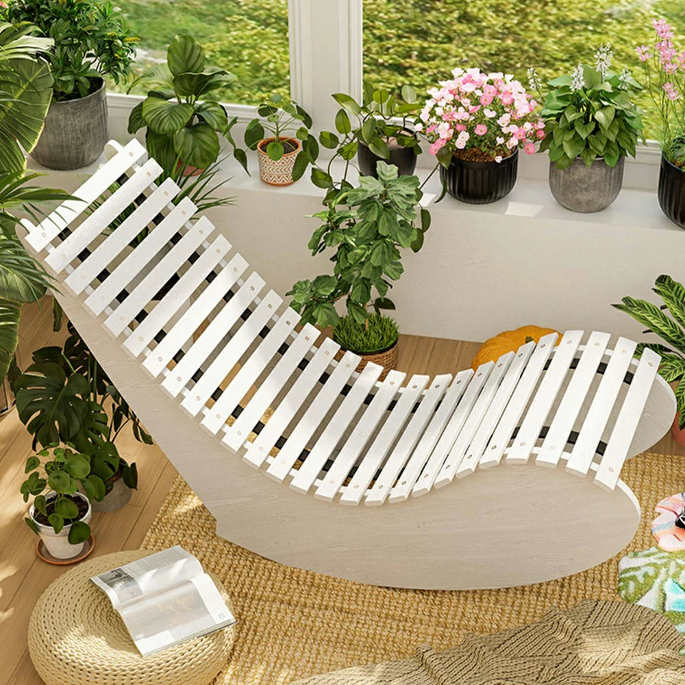 SOLARA Outdoor Rocking Chair - Smooth Curved Rocking Design, Solid Timber Construction, Weather-Resistant & Reinforced Frame - White