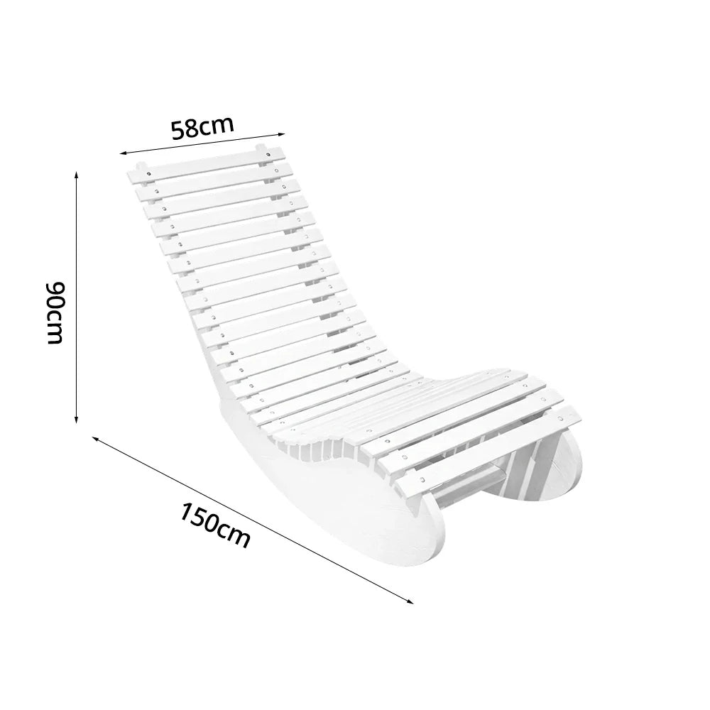 SOLARA Outdoor Rocking Chair - Smooth Curved Rocking Design, Solid Timber Construction, Weather-Resistant & Reinforced Frame - White