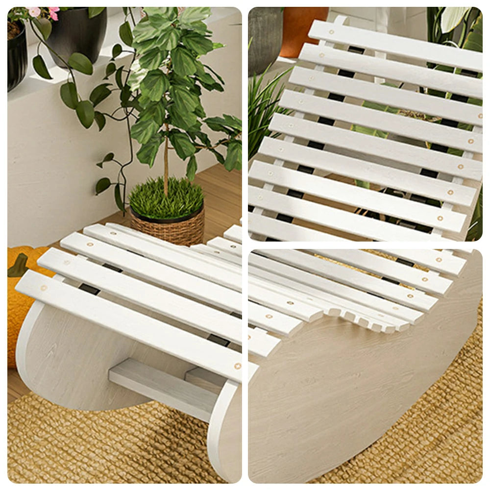 SOLARA Outdoor Rocking Chair - Smooth Curved Rocking Design, Solid Timber Construction, Weather-Resistant & Reinforced Frame - White
